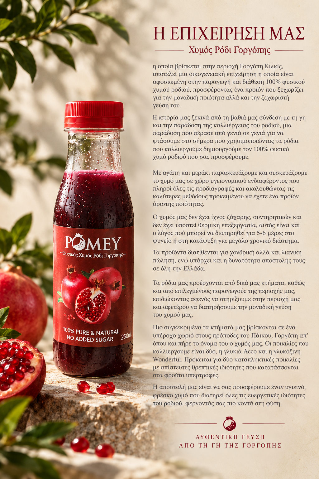 Η επιχείρησή μας — Χυμός Ρόδι Γοργόπης